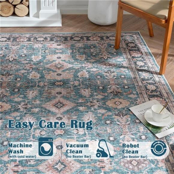 Area Rug 2x3 Entryway Rug Navy Blue Vintage Traditional Area Rug - Picture 5 of 7